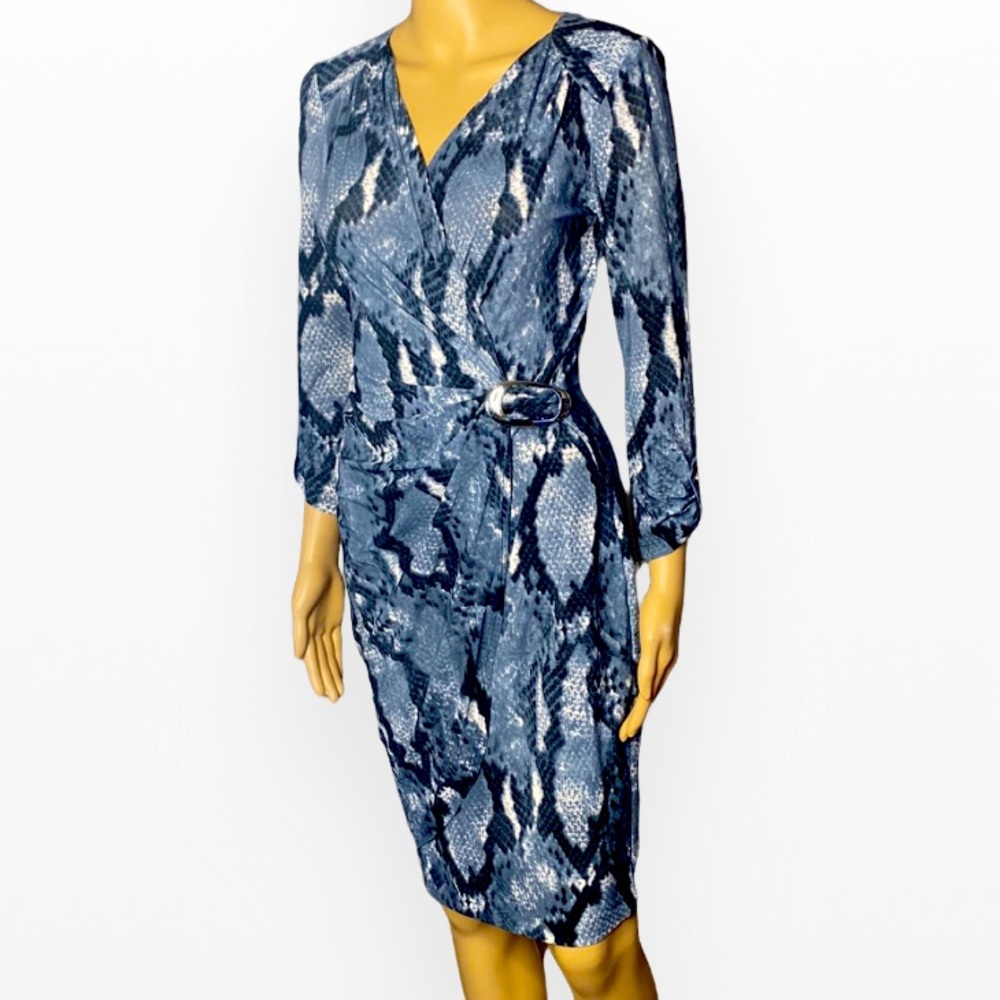 Cache Faux Wrap Snake Print Silver Buckle S - image 1